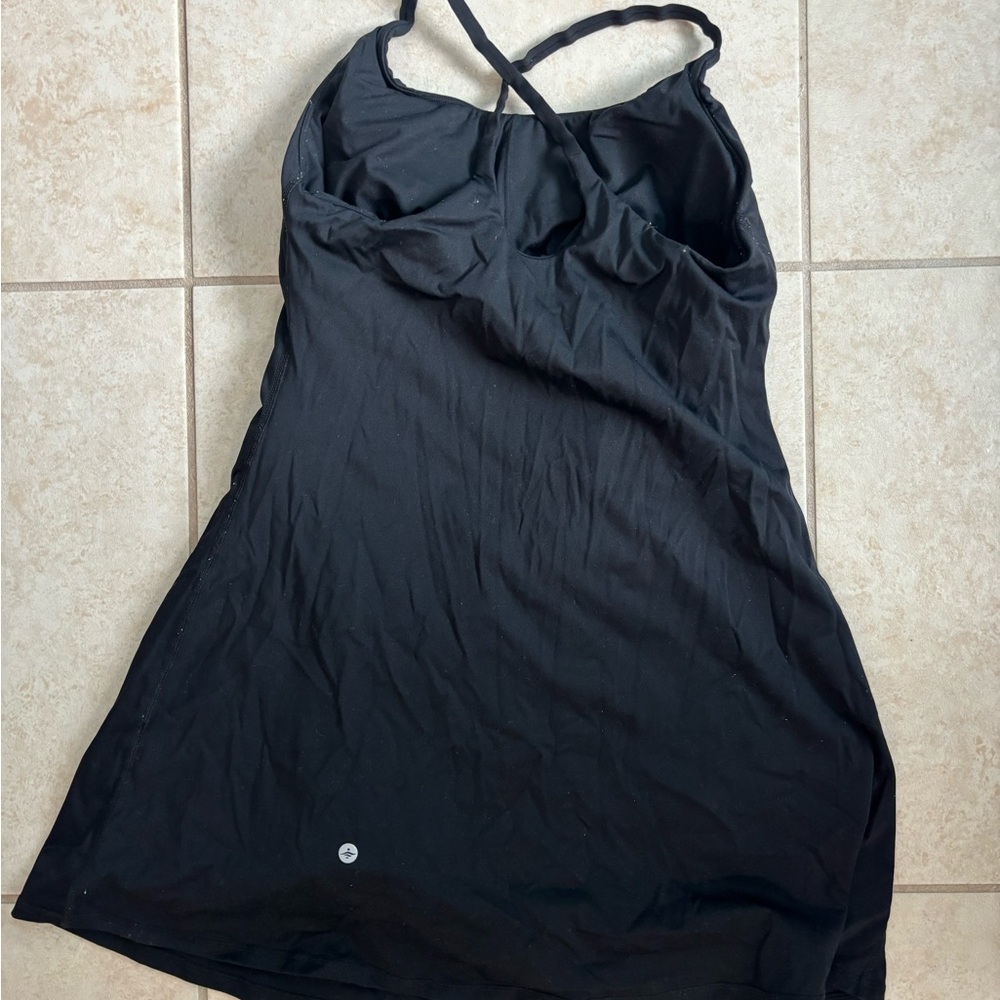 Halara Peacoat Black Strappy Dress with built in shorts